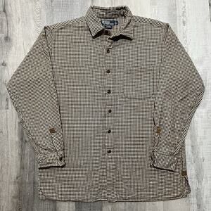 VTG Polo Ralph Lauren Jameson Houndstooth Flannel Shirt Men's L Long Sleeve Y2K